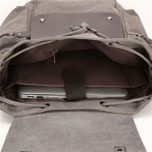 Hot Selling Vintage Canvas Student Bacpapck Retro <b>Drawstring</b> Business Laptop Rucksack Men Travel <b>Backpack</b> - Product Image 4