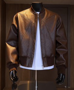 Chaqueta Biker Corta Estilo Americano, Chaqueta de Poliéster con Parches, Chaqueta de Béisbol para <span class=keywords><strong>Hombre</strong></span>, Otoño, Estilo Moderno y Elegante - Product Image 1