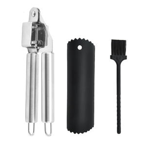 Ensemble de presse-ail en acier inoxydable, hachoir manuel avec brosse et couvercle de protection pour usage en cuisine - Product Image 4