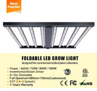 La Mejor Lámpara de Cultivo Led Samsung Lm301H de Espectro Completo, Impermeable con UV IR, de 600W 720W 800W 1000W 1000 Vatios para Plantas de Interior