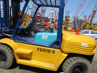 Chariot élévateur diesel Komatsu FD80-10 d'occasion du Japon, 8 tonnes, faible nombre d'heures de fonctionnement, chariot élévateur lourd de 8000 kg avec cabine et déplacement latéral