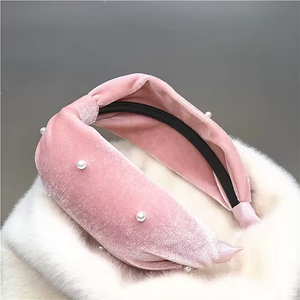 Bandeau perlé couleur bonbon style accessoire de cheveux en velours à la mode - Product Image 6