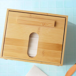 Boîte de <span class=keywords><strong>rangement</strong></span> en bambou personnalisée pour serviettes de visage jetables, distributeur de mouchoirs en bois avec façade coulissante - Product Image 5