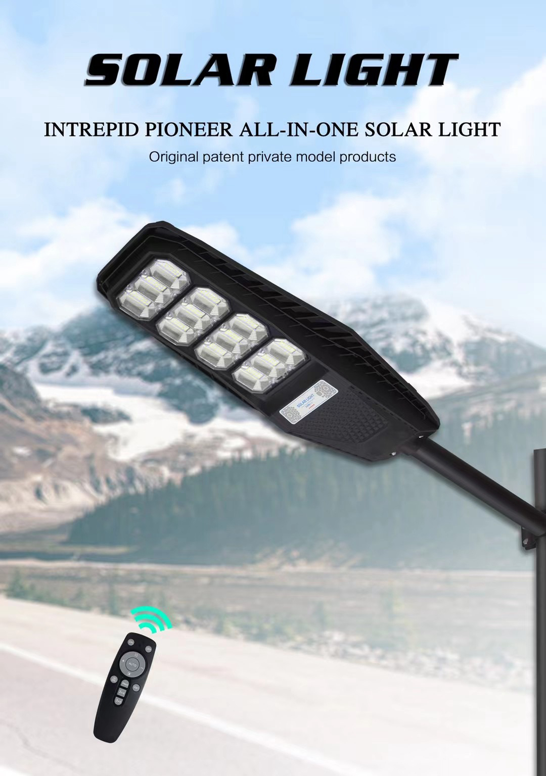 200W Solar Led Street Light 480LED Integr All In One Solar Street Light Remote Control Solar Panel Outdoor Street Light