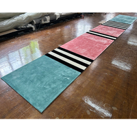 High Quality Handmade Bamboo Silk Carpet Runner Pink Lobby Rugs