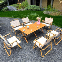 Chaise pliante portable en alliage d'aluminium et bois de hêtre massif pour pique-nique, camping et pêche – Idéale pour les sorties printanières en extérieur