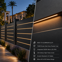 Clôture de jardin en aluminium sur mesure avec éclairage d'ambiance intégré, anti-rouille, pour les jardins et patios modernes