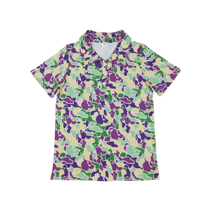 RTS Purple Green Camouflage Design Adult <b>Women</b> Short Sleeve Pullover <b>Top</b> Factory Price - Product Image 1