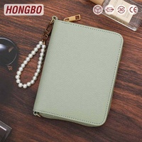 Hongbo Best Seller 24-Color A7 Pebble Leather Zippy Budget Binder Wallet Fly Leaf Bracelet Ring Binder Bag Custom Office/School