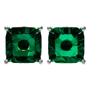 Orecchini a lobo E606 con taglio smeraldo verde, montatura a griffe geometrica, in lega di zinco, gioielli di moda da donna - Product Image 1