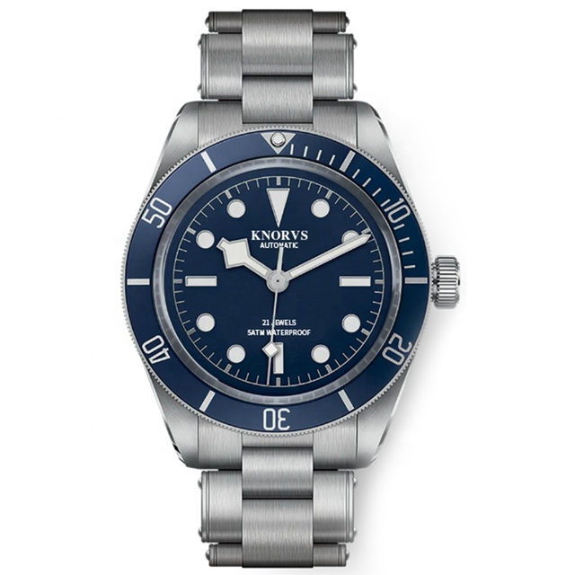 OEM Private Label Automatic Watch Bezel with High End Plating Diver Watch 20 ATM Ceramic Men Watches Luxury Leather