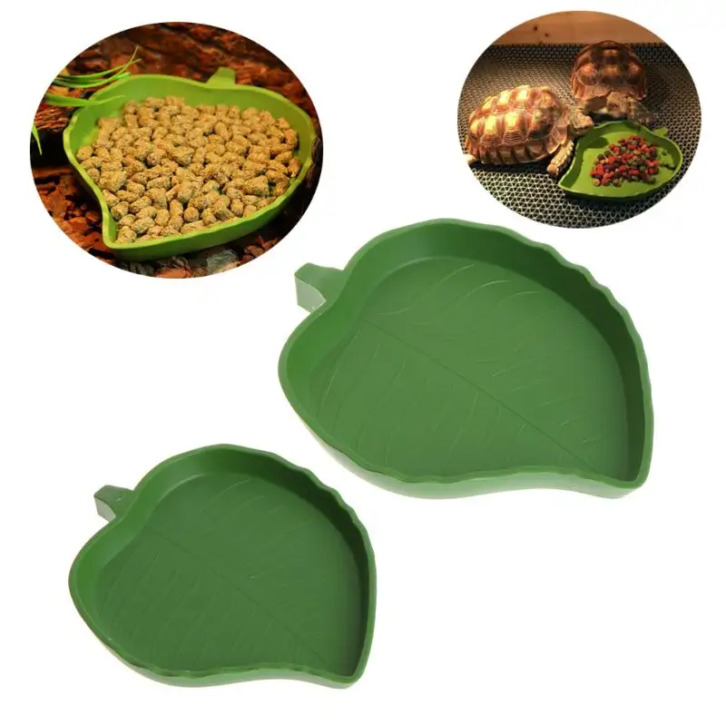 2 Pcs Leaf Shape Reptile Food Water Dish Bowl Worm Drinking Eating Meal Feeder for Snake Lizard Gecko Tortoise Reptiles Supplies