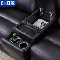 MANWAH CHEERS - Sièges de cinéma maison haut de gamme - Canapé inclinable électrique en cuir véritable avec recharge sans fil