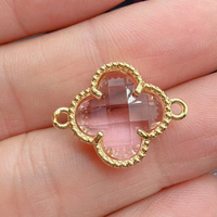 Pendentifs et breloques en métal, verre et zircon, motif trèfle à quatre feuilles, pour la fabrication de bijoux, colliers, bracelets, cadeau de fête