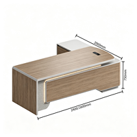 Bureau de direction personnalisable à livraison rapide, fournisseur de bureaux simples et élégants pour managers et patrons, avec éclairage LED et prise intégrée pour usage commercial