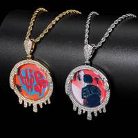 Nouveaux Blancs pour Sublimation Hip Hop Iced Out Diamond Personnalisé avec Photo Souvenir Pendentif Photo Collier