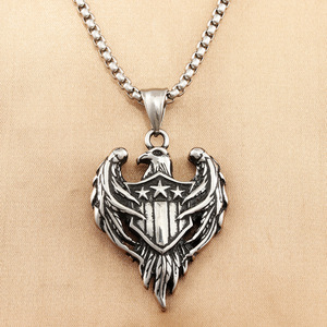 Collar con Colgante de Águila, Acero Inoxidable, Estilo Punk Unisex, Diseño de Bandera Americana, Joyería de Regalo 280736 - Product Image 1