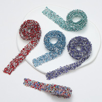 Bande adhésive double face écologique faite à la main avec strass en cristal et diamants, style longue bande à tige pour sacs