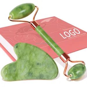 Custom Logo Gua Sha Jade Roller Face Roller and Gua Sha Set Puffiness Redness Reducing Skin Care Routine Self Care for Men Women