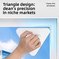 Brosse de nettoyage ménagère en plastique, double couche, triangulaire, magnétique puissant, pour vitres, origine Zhejiang