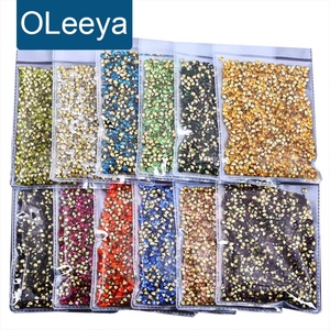 OLeeya 1440 pièces Strass en cristal pour nail art, verre super brillant à fond pointu, diamants scintillants, plusieurs tailles, accessoires de manucure - Product Image 1