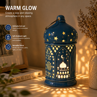 Lanterne en céramique à piles, lumière LED décorative, design mosquée islamique, décoration de table pour la maison, Eid Mubarak