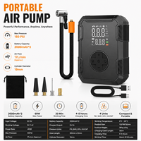 7.4V Cordless Tire Inflator, 2000mAh*2 Portable Air Pump 150PSI with Multiple Pressure Units