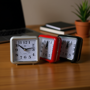 <b>Desk</b> <b>Clock</b> Silent Alarm <b>Clock</b> Square Quartz Analog <b>Clock</b> For Home Office <b>Desk</b> Use - Product Image 3