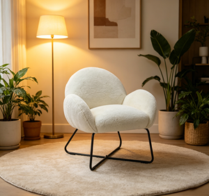 CARLFORD <span class=keywords><strong>Fauteuil</strong></span> Sherpa Moderne en Fausse Fourrure avec Cadre en Métal Noir <span class=keywords><strong>pour</strong></span> Salon Chambre ou Hôtel Appartement - Product Image 2