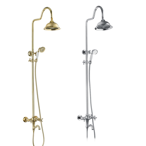 Victoria đánh bóng <span class=keywords><strong>Chrome</strong></span> mạ Brass trang trí phòng tắm vòi hoa sen Set với Slide Bar tầng đứng vòi nước diverter cho khách sạn - Product Image 1