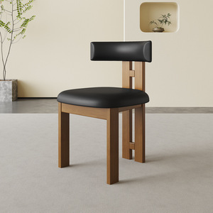 Silla de comedor de madera tapizada de cuero negro moderno para restaurante, escuela, hotel al aire libre con muebles de restaurante de diseño elegante - Product Image 1