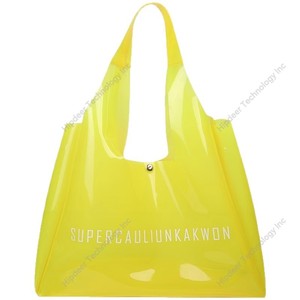 Bolsa de plástico grande personalizada con asas, bolsa de compras de plástico tejida colorida, bolsas de mano ligeras impermeables - Product Image 4