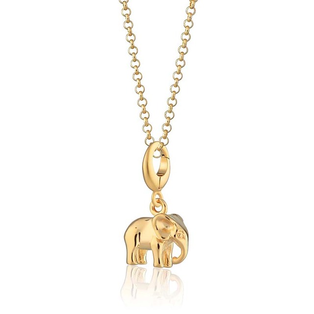 Gemnel Dainty 18K Gold Plated Lucky Elephant Pendant Necklace S925 Silver Tiny Cute Animal Necklaces Delicate Gift for Women