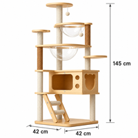 Arbre à chat pliable de luxe en bois et sisal, durable et moderne, avec griffoir et jouet boule en peluche, pour chatons, structure d'escalade intérieure et maisonnette pour chat