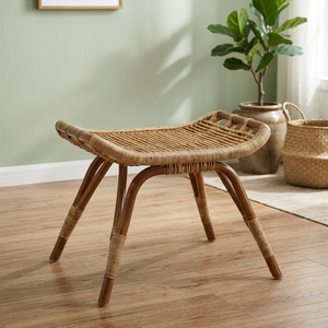 <b>Rustic</b> Rattan Foot Stool Modern Rattan Low Stool for Living Room Customized Design and Package in Vietnam - Product Image 1