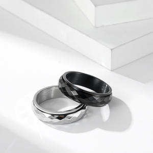 Unisex Titanium Steel <b>Ring</b> Geometric Shape Rotating Band For Men And Women Jewelry Gift - Product Image 2