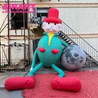 Mascotte géante gonflable de gentleman de dessin animé avec lune, sculpture gonflable personnalisée pour la décoration de festivals commerciaux