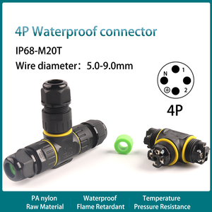 Tipo <span class=keywords><strong>T</strong></span> directa de la fábrica de Nylon PA66 al aire libre IP68 impermeable 4 Pin conector de cable - Product Image 6