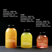 Botol Minuman PET Bentuk Silinder dengan Tutup Sekrup Anti Bongkar 610ml, Grade Makanan, untuk Jus dan Minuman Lainnya