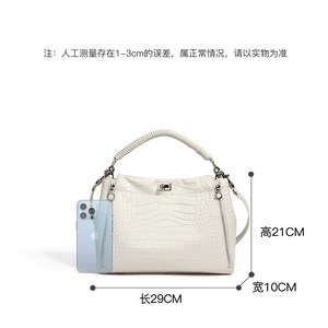 Bolso Tipo Cubo de Gran Capacidad con Patrón de Cocodrilo en Cuero Genuino, Correa Única de Poliéster, Nuevo y Elegante, Primavera 2026 - Product Image 4