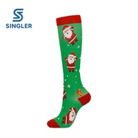 Chaussettes de compression graduée numériques montantes unisexe pour Noël - Chaussettes festives d'hiver en nylon polyamide absorbant la transpiration