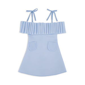 <span class=keywords><strong>Robe</strong></span> tricotée en gros pour filles, jupes, vêtements <span class=keywords><strong>d</strong></span>'<span class=keywords><strong>été</strong></span> pour bébés, robes pour petites filles, robes pour enfants, <span class=keywords><strong>robe</strong></span> bleue avec volants et poches - Product Image 3