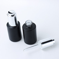 Botol tetes kaca Amber transparan hitam putih Matte 30ml 1oz mewah dengan tutup perak untuk rambut dan minyak esensial jenggot