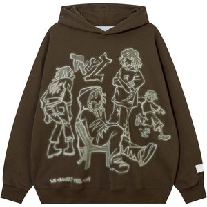 Aelfric Eden Sweat à capuche graphique surdimensionné pour femme Streetwear Casual Cartoon Character Print Y2K Hooded Sweatshirt - Product Image 2
