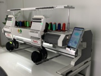 Machine à broder de haute qualité à deux têtes, 12/15 aiguilles, 1200 tr/min, pour usage domestique, casquettes, t-shirts, vêtements finis, broderie plate