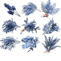 Décoration de plafond en plastique bleu givré motif feuilles d'arachide, gaufrage à motifs, fond gris-bleu, pour mariage