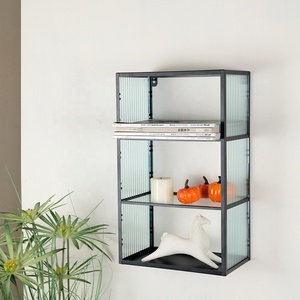 Estante Metálico Cuadrado para Colgar en la Pared con Vidrio Curvo en Capas, Decoración de Pared para el Hogar - Product Image 2