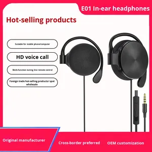 Vente directe d'usine, écouteurs avec crochet d'oreille, filaires, sport, <span class=keywords><strong>musique</strong></span>, prise 3,5 mm, microphone intégré, ordinateur, <span class=keywords><strong>téléphone</strong></span> portable, casque universel - Product Image 4
