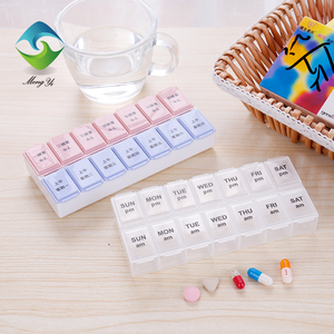 Boîte de rangement en plastique 14 compartiments, boîtier de stockage de pilules 2 fois quotidien, hebdomadaire, pour médicaments à domicile - Product Image 4