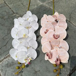 Orchidées artificielles Phalaenopsis blanches et roses, couleur chair, à tige unique, toucher réel, pour décoration de mariage, vente en gros - Product Image 1